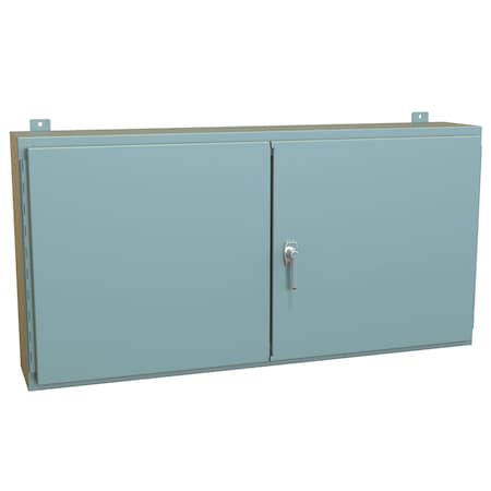 N12 Double Door Wallmount Enclosure With Panel, 24 X 48 X 8, Steel/Gray